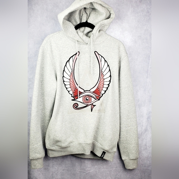 Roku studio Warm Cotton sweatshirt Gray Eye of Horus Men's Hoodie Size M - Picture 1 of 10